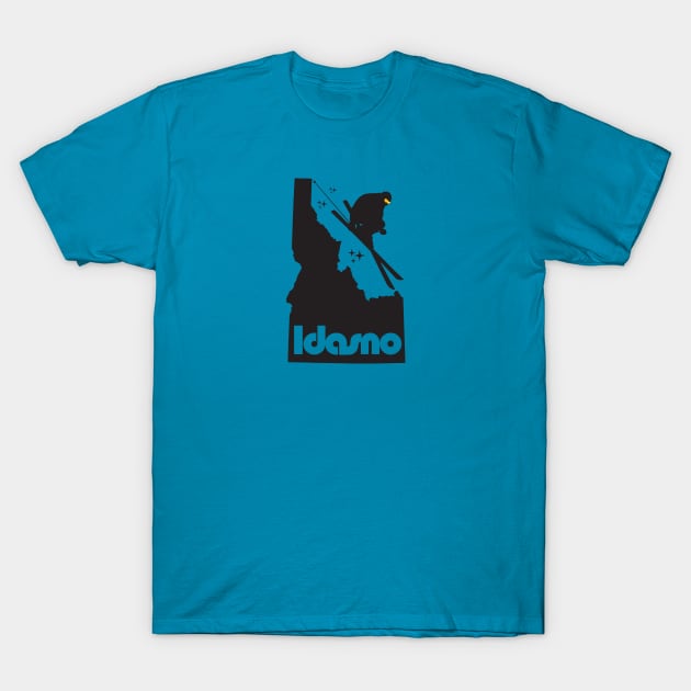 Idasno Skier-Black T-Shirt by GrumpyDog
